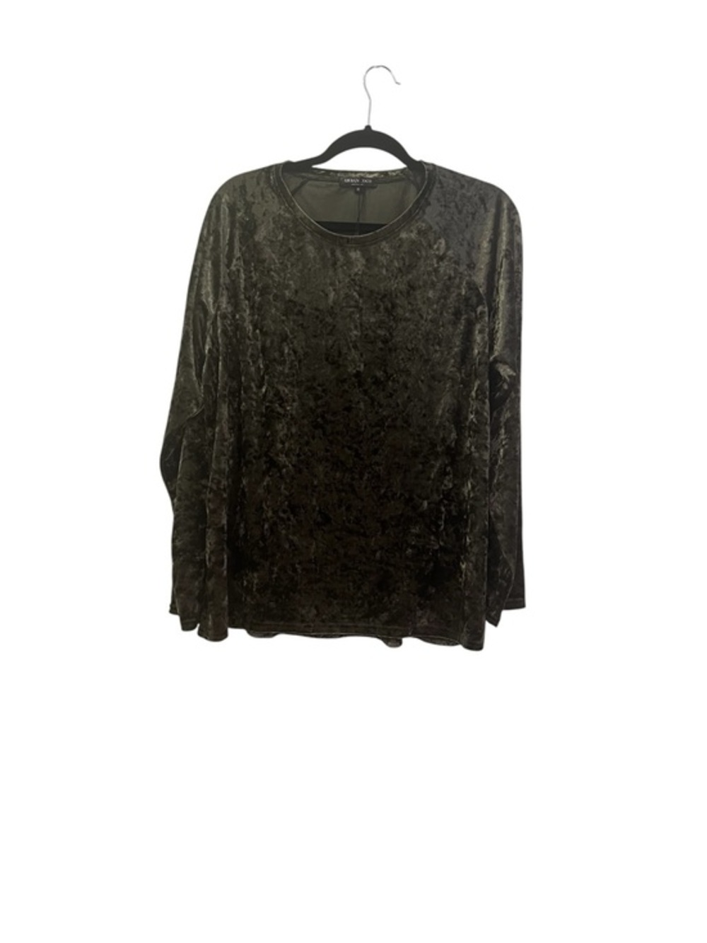 Urban Coco Women's Olive Green Crushed Velvet Long Sleeve Tee XL